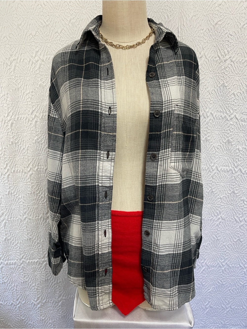 Black&White Plaid Shirt/Jacket with pockets
